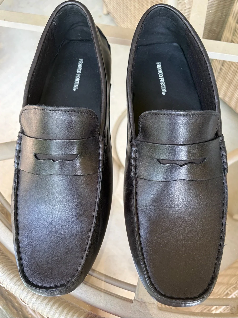 Franco Fortini Black Leather Daven Penny Loafers/ Dr Men's Size 13 Excellent